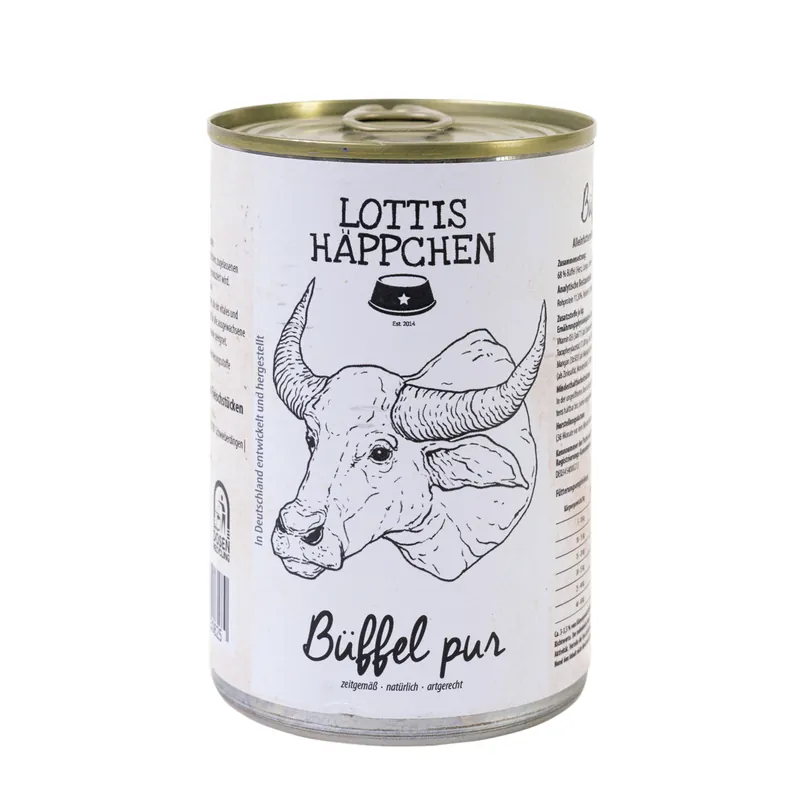 Sparpaket 24 x 400 g Lottis Häppchen Büffel Pur Hunde Nassfutter Meistverkauft